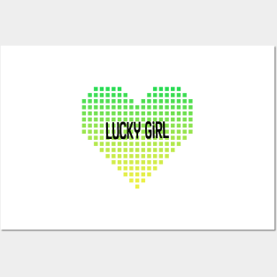 Lucky Girl Pixel Gradient Heart Posters and Art